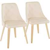 Giovanni Dining Accent Chair in Natural Wood & Cream Leatherette (Set of 2)